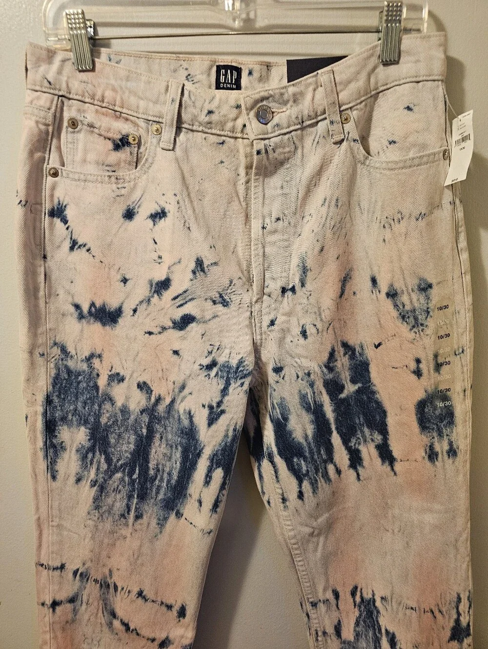 GAP Denim Tie Dye Cheeky Straight Leg Jeans Pink/Blue Women's Size 10 NWT